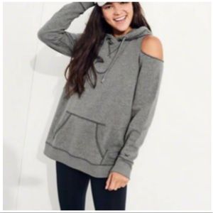 Hollister comfy women’s cold shoulder gray hoodie size small.